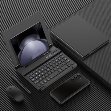 GKK Metal Folding Holder Bluetooth Keyboard Mouse Set Black - 1