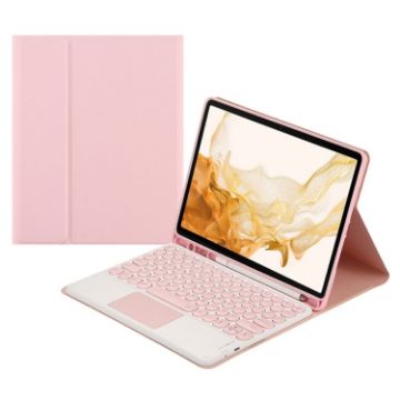 Samsung Galaxy Tab S8+ Bluetooth Keyboard Leather Case (Pink) - 1