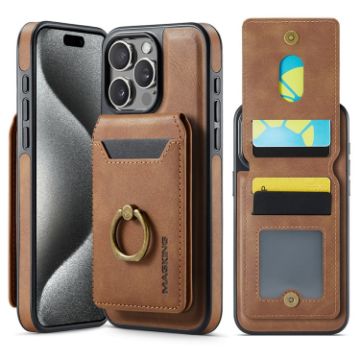 iPhone 15 Pro Max DG.MING K1 MagSafe Wallet Case (Brown) - 1