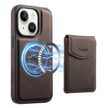 Denior D19 Skin Feel MagSafe Detachable Card Slot Phone Case - Brown - 1
