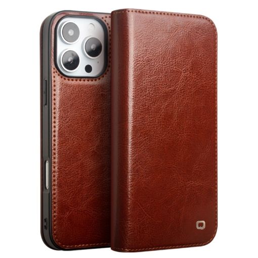 QIALINO Genuine Leather Phone Case for iPhone 16 Pro Max - Brown - 1