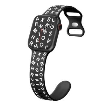 Apple Watch SE 2022 40mm Silicone Watch Band - Black White - 1