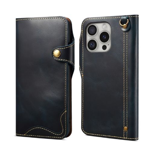 iPhone 16 Pro Max Denior B01 Leather Case Blue - 1
