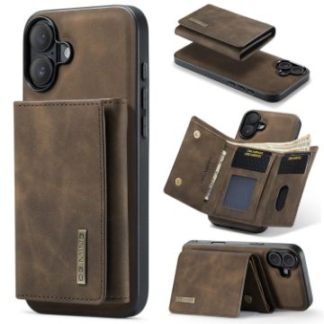 iPhone 16 DG.MING M1 Series 3-Fold Multi Card Wallet Leather Phone Case - 1