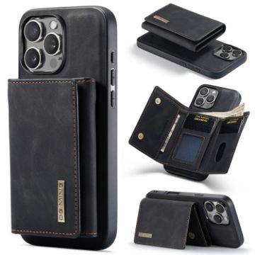 iPhone 16 Pro DG.MING M1 Series Wallet Leather Case - Black - 1