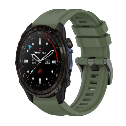 Garmin Descent Mk3i 43mm Dark Green Silicone Watch Band - 1