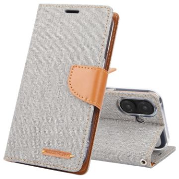 GOOSPERY CANVAS DIARY Fabric Texture Flip Leather Phone Case - Grey - 1
