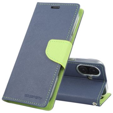 iPhone 16 GOOSPERY FANCY DIARY Cross Texture Leather Phone Case - Navy Blue - 1