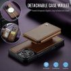 iPhone 16 Pro Max JEEHOOD J05 Business Magnetic Style RFID Leather Phone Case Brown - 4