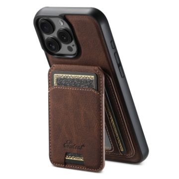 iPhone 16 Pro Suteni H16 Litchi Texture Leather Wallet Case (Brown) - 1