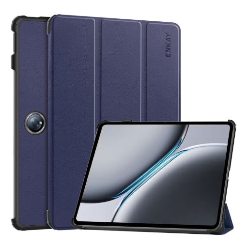 ENKAY Tri-fold Leather Tablet Case for OnePlus Pad 2/Pad Pro 12.1, Dark Blue - 1
