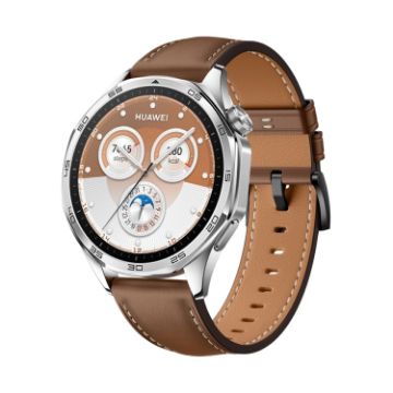 Huawei Watch GT 5 Pro 46mm Black Buckle Leather Band - Brown - 1