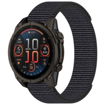 Garmin Fenix 8 AMOLED 51mm Nylon Hook and Loop Fastener 26mm Watch Band Gray - 1