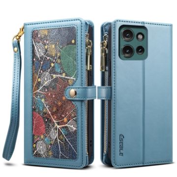 Motorola Moto G75 5G Blue Leather Case with Lanyard Zipper Wallet - 1