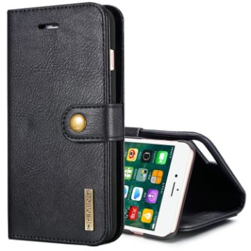 DG.MING iPhone 8 Plus/7 Plus Crazy Horse Texture Flip Case - Black - 1