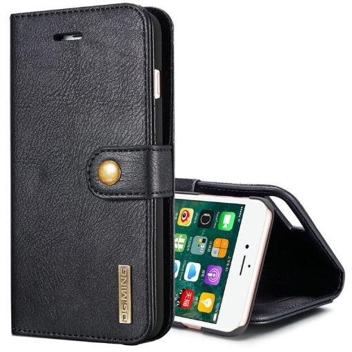 DG.MING iPhone 8 Plus/7 Plus Crazy Horse Texture Flip Case - Black - 1