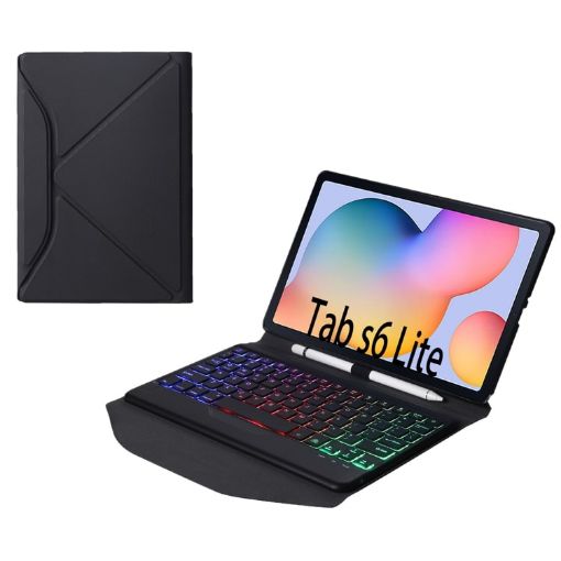 Samsung Galaxy Tab S6 Lite Bluetooth Keyboard Leather Case with Backlight - 1