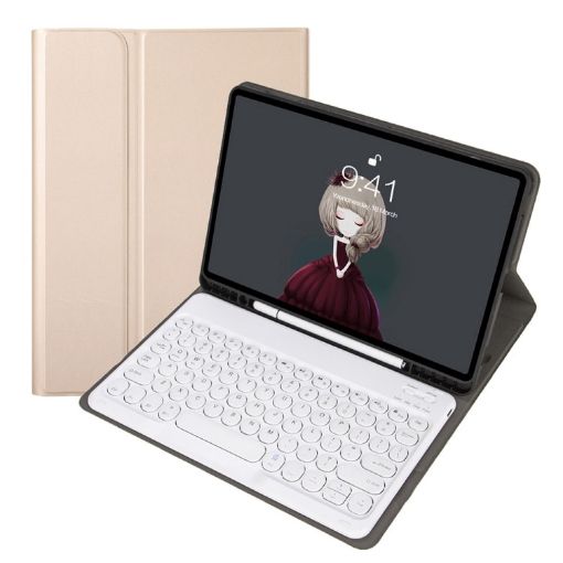 Samsung Galaxy Tab S6 Lite 10.4 Bluetooth Keyboard Leather Case - Gold - 1