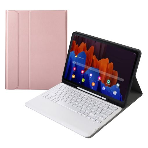Detachable Bluetooth Keyboard Case for Samsung Galaxy Tab S7 FE/S7+ - Rose Gold - 1