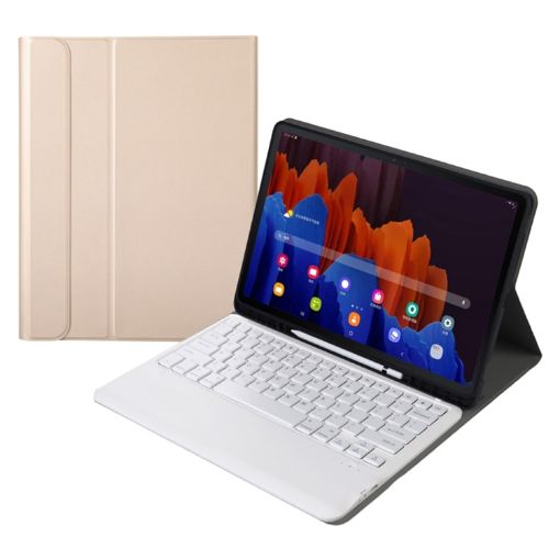 Detachable Bluetooth Keyboard Case for Samsung Galaxy Tab S7 FE/S7+ - Gold - 1
