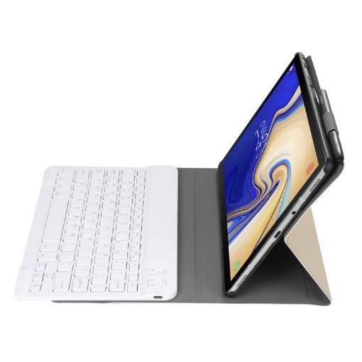 Bluetooth Keyboard Leather Case for Samsung Galaxy Tab S5e T720, Gold - 1
