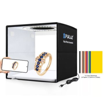 PULUZ 25cm Folding LED Photo Studio Tent Box + Light Panel + 12 Backdrops - 1