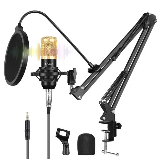 PULUZ Studio Broadcast Professional Singing Microphone Kit (Gold) - 1