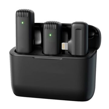 Wireless Lavalier Microphones with Charging Case, 8 Pin Port - 1