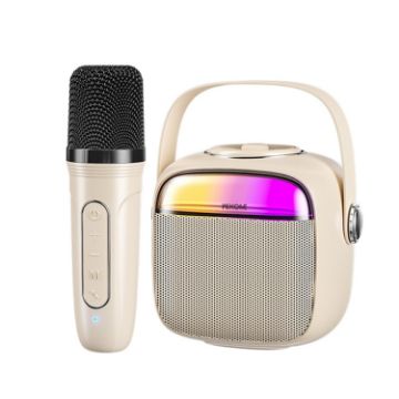 WK D43 Mini Karaoke Bluetooth Speaker - Beige - 1