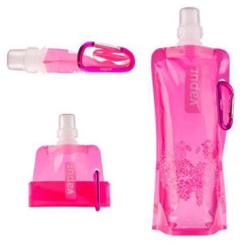 Portable Ultralight Silicone Water Bag 0.5L Pink - Waterproof Soft Flask for Hiking & Camping - 1