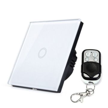 86mm 1 Gang Glass Smart Switch with RF433 Remote, AC 110V-240V (White) - 1