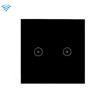 2 Gang Black Wifi Wall Touch Panel Switch, Voice & Remote Control - 1