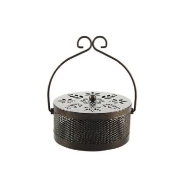Portable Fireproof Mosquito Coil Box with Lid - Bronze - 1
