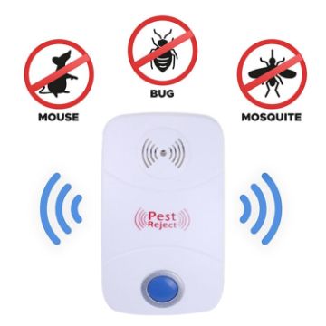 Ultrasonic Pest Control Repeller with LED Light, US Plug (White) - 1