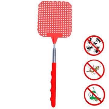 Retractable Plastic Fly & Mosquito Swatter - Summer Supplies (Red) - 1
