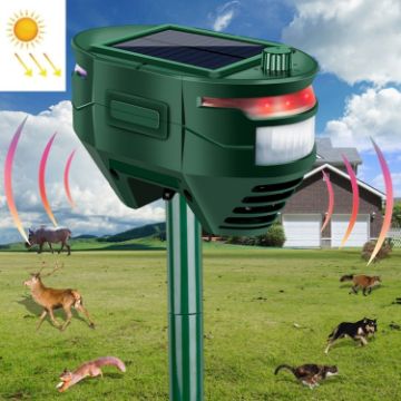 Outdoor Solar Ultrasonic Infrared Sensor Animal Repeller (Dark Green) - 1