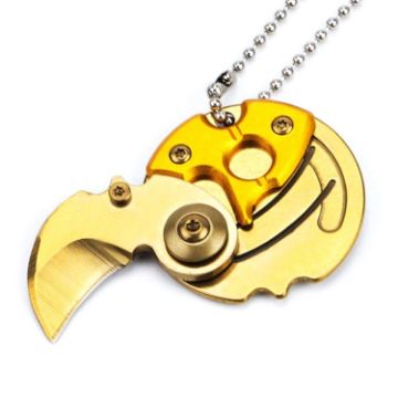 Gold Mini Folding Pocket Knife Keychain - Outdoor Survival Multitool - 1