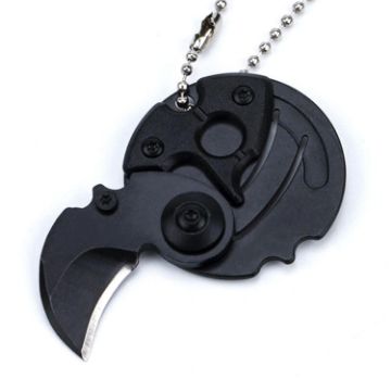 Mini Folding Blade Knife Pocket Outdoor Survival Keychain (Black) - 1