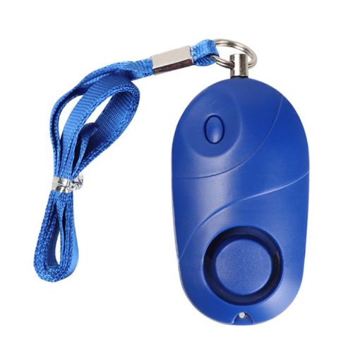 Blue Personal Alarm Safety Device with Flashlight & Neck Strap - 1