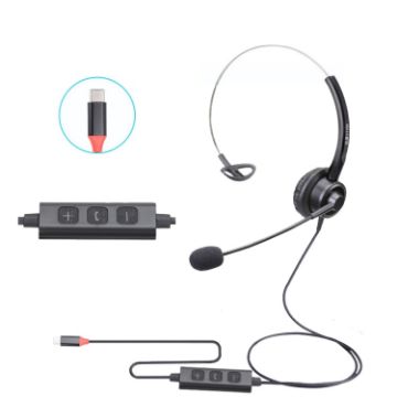 VT200 Single Ear Operator Headset With Mic, Type-C & Answer Key - 1