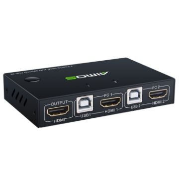 4K Ultra HD HDMI KVM Switch - AM-KVM201, 2 In 1 Out, Metal Case - 1