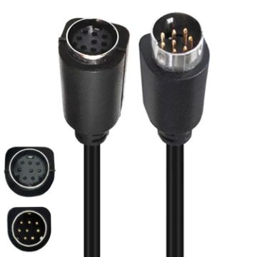 90 Degree Mini DIN 8 Pin TV Audio Adapter, 0.5m S-Video Cable (Black) - 1