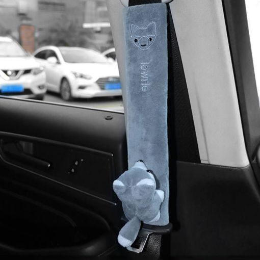 Cute Cartoon Gray Fox Seat Belt Cushion, Anti-Strangled, 30.5cm - 1