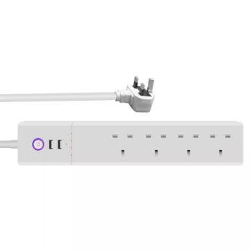 Smart WiFi Power Strip: 16A, 4 Holes, 2 USB, UK Plug (SM-SO306-K) - 1