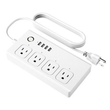 ZigBee 10A Smart Power Strip 2500W, 4 Holes + 4 USB, US Plug White - 1