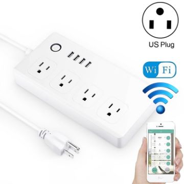 Smart Power Socket with 4 USB Ports & 4 US Plugs, Alexa & Google Home Compatible - 1