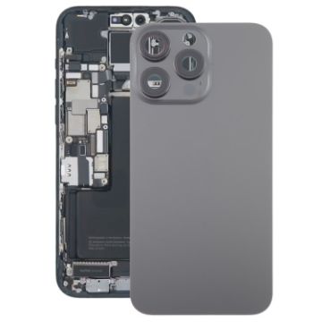 iPhone 15 Pro Glass Back Cover with Camera Lens (Black) - 1