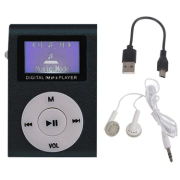 Mini Lavalier MP3 Music Player with Screen & Earphone (Black) - 1