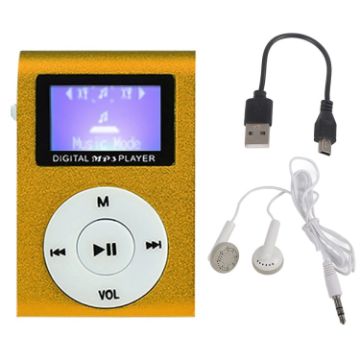Gold Mini Lavalier MP3 Music Player with Screen & Earphones - 1