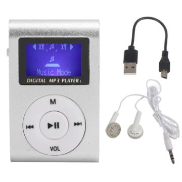 Silver Gray Mini Lavalier MP3 Music Player with Earphones - 1